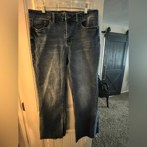 Flag & Anthem Denim Cropped Hi Rise, Straight Leg, Raw Hem, size 10